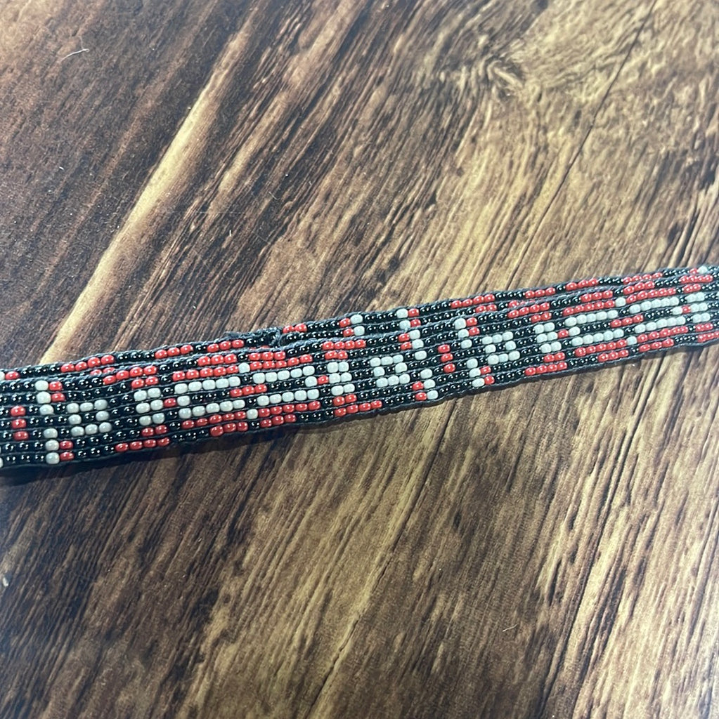 Hatband B1-G | 7 Row Stretch Turquoise/Rust/Black