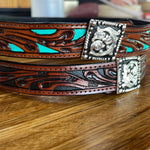 1 inch Leather Filagree with Square Concho